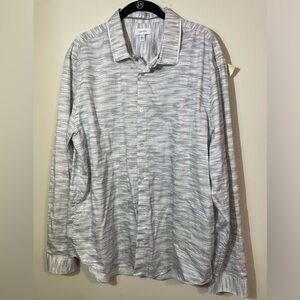 Calvin Klein Dress shirt Men’s X-Large‎ Cotton White w/Black pattern button down